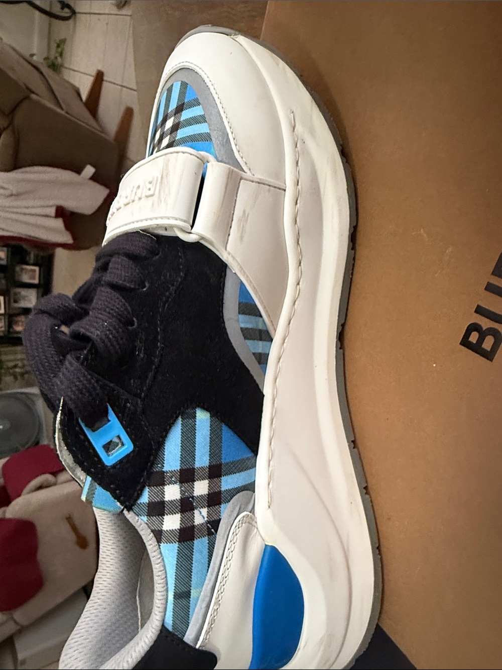 Burberry Azure Blue Low Top Sneakers - Picture 4 of 5